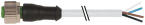 Connecteur M12 sortie fils, M12 femelle droit noir, Sans LED, 4 