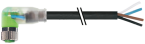Cordon M8 femelle coudé sortie fils, 4 pôles avec LED 