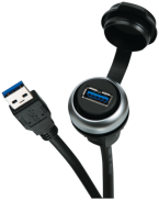 Passe-cloison USB 3.0 forme A - Bague couleur argent 