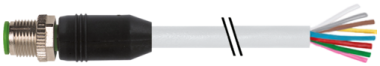 Connecteur débrochable M12, mâle M12 droit, sans LED, 8 pôles, câble  7000-17001-2920060