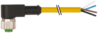 Connecteur M12 sortie fils, M12 femelle coudé noir, Sans LED, 4  7000-12341-0242000