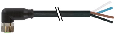 Connecteur M8 sortie fils, femelle coudé noir, Sans LED, 4 pôles  7000-08101-6310160