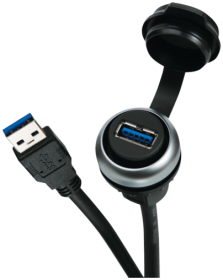 Passe-cloison USB 3.0 forme A - Bague couleur argent  4000-73000-0180000