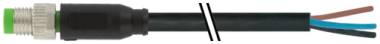 Connecteur M8 sortie fils, M8 mâle droit, sans LED, 3 pôles, Câble PUR  7000-08001-6300150