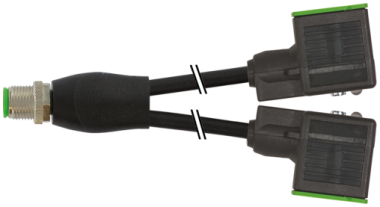 Rallonge, connecteur M12 Y mâle droit - 2x EV forme A 18mm avec led +  7000-42401-6360100