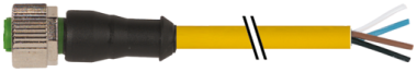 Connecteur M12 sortie fils, M12 femelle droit noir, Sans LED, 4  7000-12221-0141000