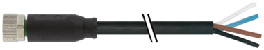 Connecteur M8 sortie fils, M8 femelle droit noir, Sans LED, 4  7000-08061-6340200