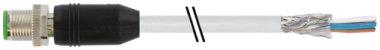 Cordon M12 sortie fils, mâle, droit, 5 pôles, câble blindé PVC 5x0.34 