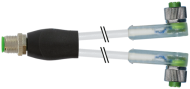 Connecteur débrochable M12, femelle M12 coudé, avec 2 LED, M12 Y droit  7000-40801-2230500