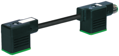 Connecteur EV forme B 10mm double sortie M12 à l'arrière  7000-41721-6160000