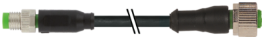 Rallonge M8 mâle droit, M12 femelle droit, 3 pôles, câble PUR/PVC 3x0.  7000-88241-6200060