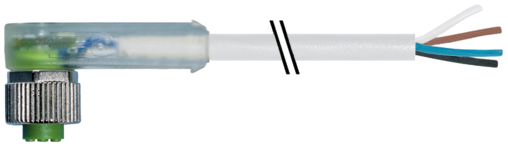 Connecteur M12, femelle, coudé, avec LED, 4 pôles, 