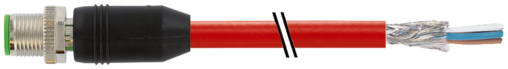 Cordon M12 mâle droit blindé codé D sortie fils 