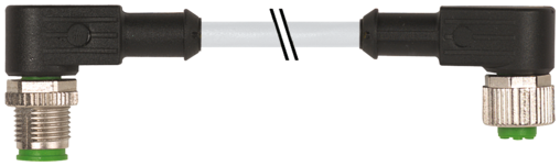 Connecteur débrochable M12, femelle M12 coudé, sans LED, mâle M12 
