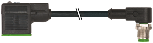 Rallonge M12-MSUD, Forme A 18mm,24VAC/DC, led jaune et antiparasitage 