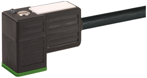 Connecteur pour EV sortie fils, Forme C-8mm, Noir, 24 V AC/DC, LED 