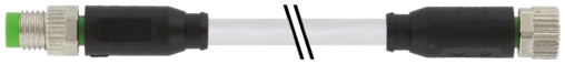 Rallonge M8-M8, M8 femelle droit, sans LED, M8 mâle droit, 4 pôles 