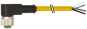 Connecteur M12 sortie fils, M12 femelle coudé noir, Sans LED, 4
