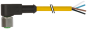 Connecteur M12 sortie fils, M12 femelle coudé noir, Sans LED, 4 